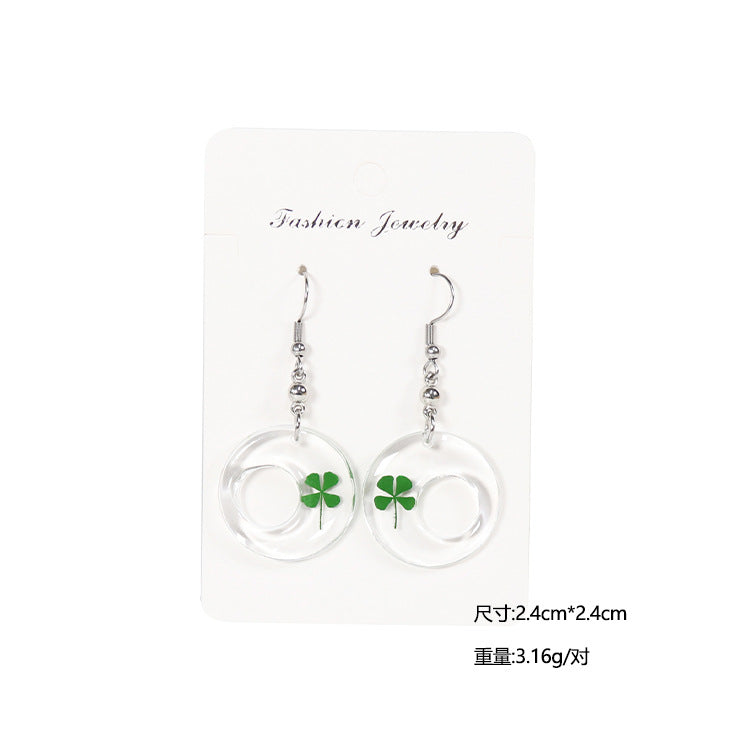 Wholesale 10pcs Four-leaf Clover Natural Specimen Earrings